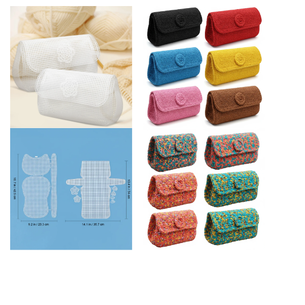 6 Pcs DIY Plastic Mesh Canvas Sheet Woven Handbag Crib Accessories Halloween Making Supplies Clear Wallet White
