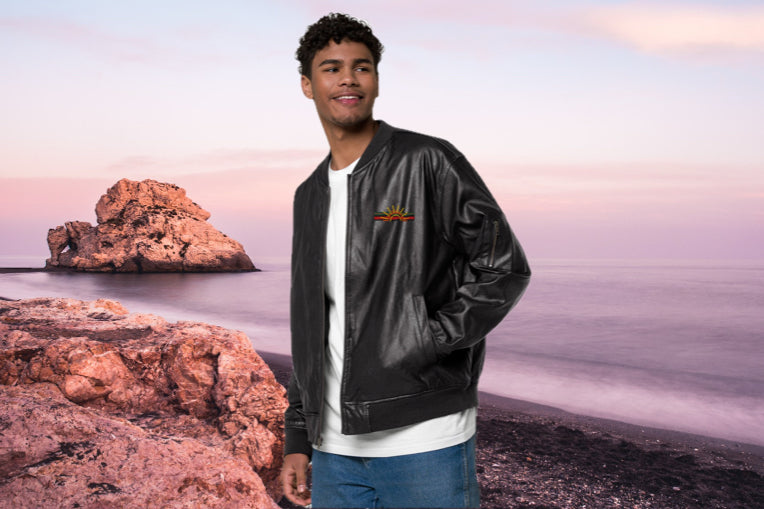 Men's Leather Bomber Jacket - Classic Aviator Style