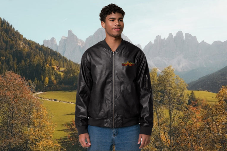 Men's Leather Bomber Jacket - Classic Aviator Style