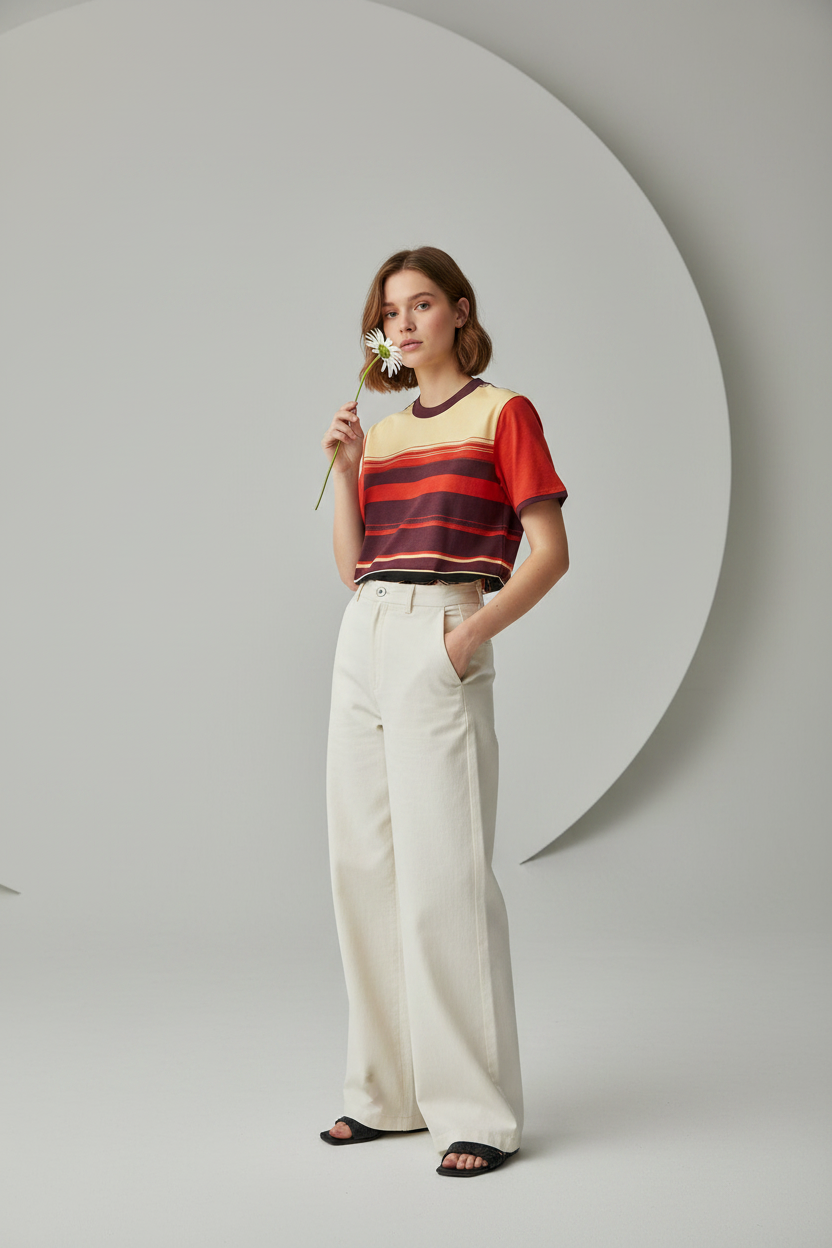 Women's Knitted Classic T-Shirt - Soft Textured Tee