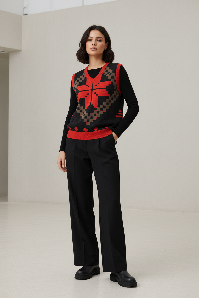 Unisex Knit V-Neck Vest - Classic Layering Essential