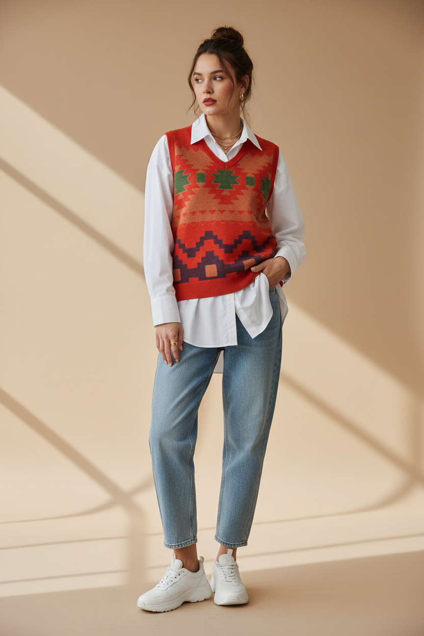 Unisex Knit V-Neck Vest - Classic Layering Essential