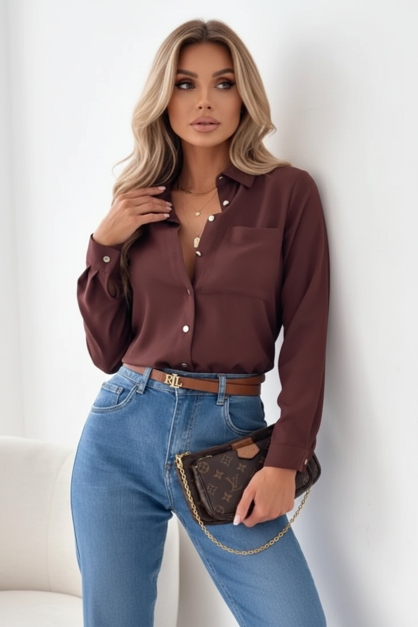 Women Elegant Solid Chiffon Blouse Spring Summer Casual Long Sleeve V Neck Loose Shirt Office Lady Tunics Oversized Tops 2024