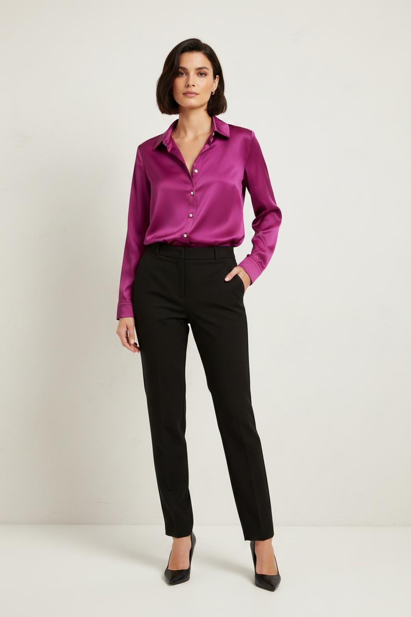 Women Elegant Solid Chiffon Blouse Spring Summer Casual Long Sleeve V Neck Loose Shirt Office Lady Tunics Oversized Tops 2024
