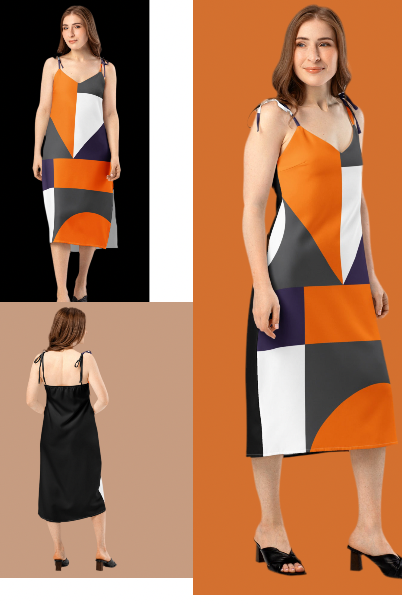 Women's Tie-Strap Midi Dress - Chiffon Summer Dress