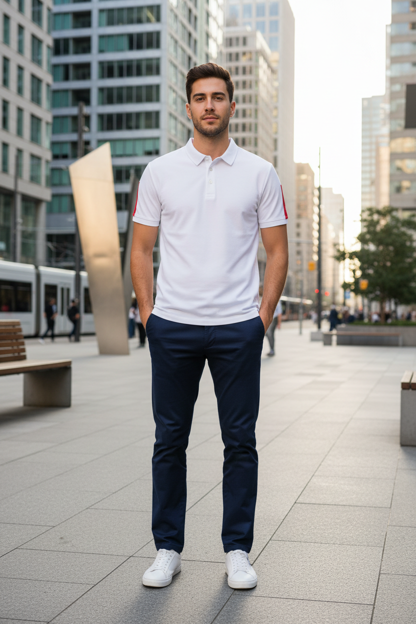 Men's Slim Fit Polo - Modern Stretch Jersey Shirt