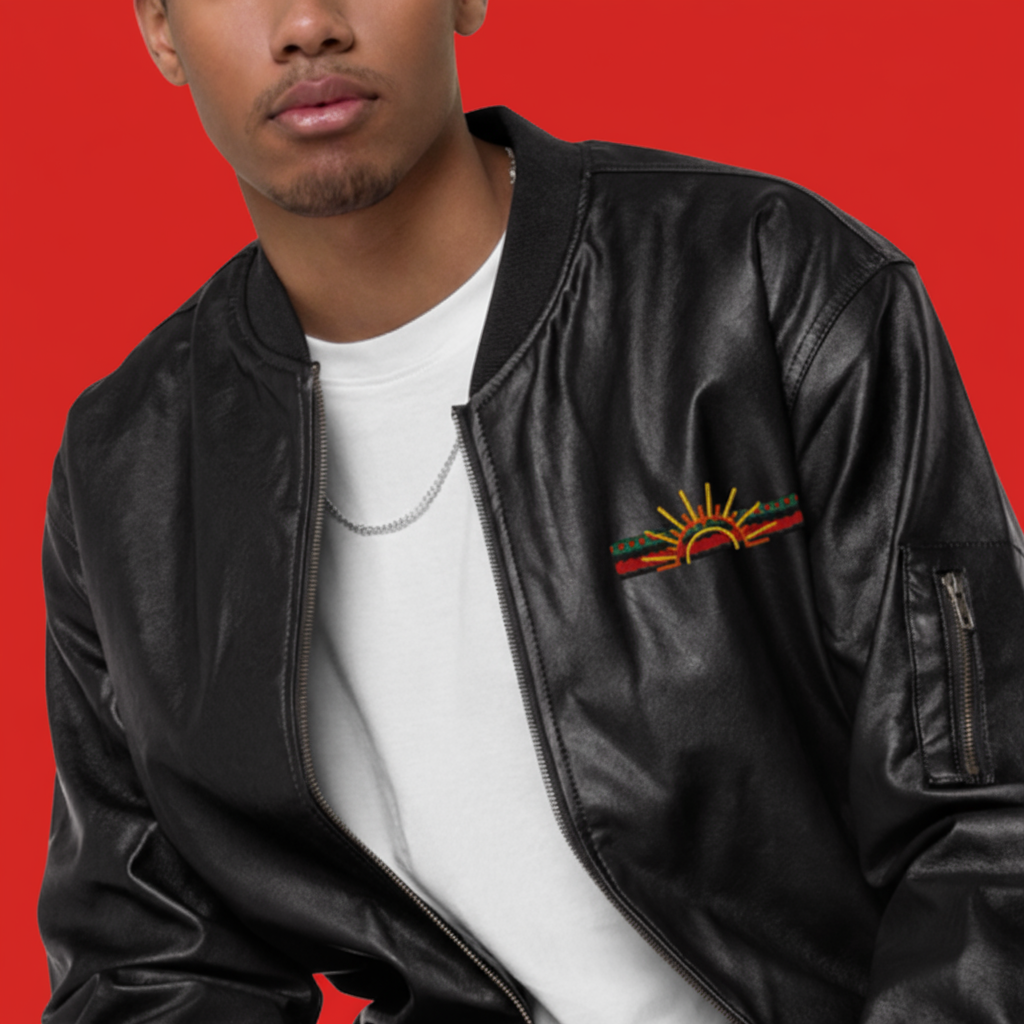 Men's Leather Bomber Jacket - Classic Aviator Style