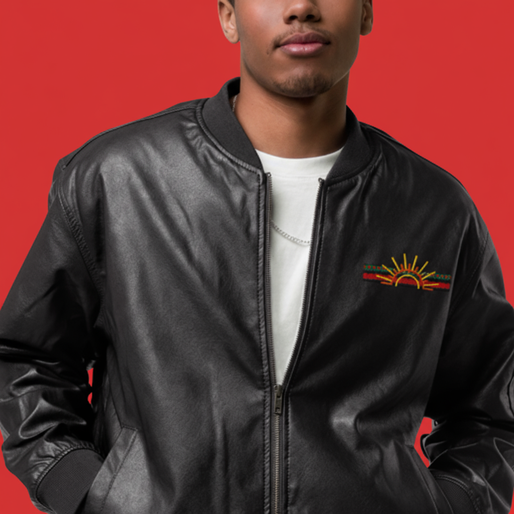 Men's Leather Bomber Jacket - Classic Aviator Style